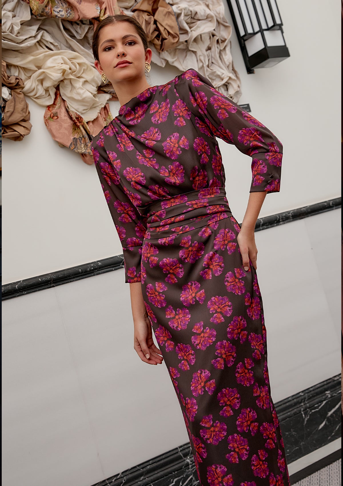 Catalina estampado marrón y rosa