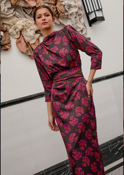 Catalina estampado marrón y rosa