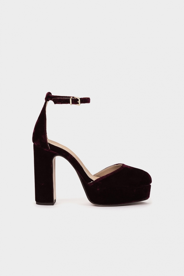 Zapato Lena velvet burdeos