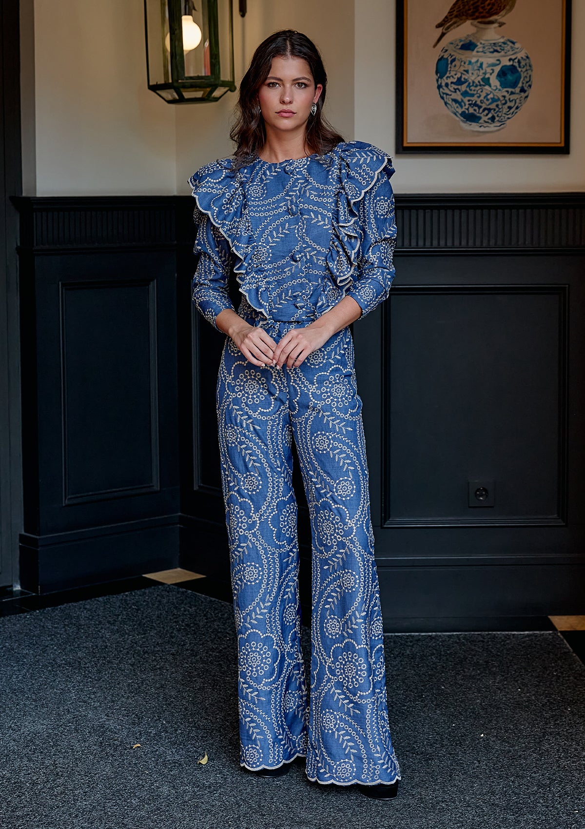 Pantalon bleu gardénia