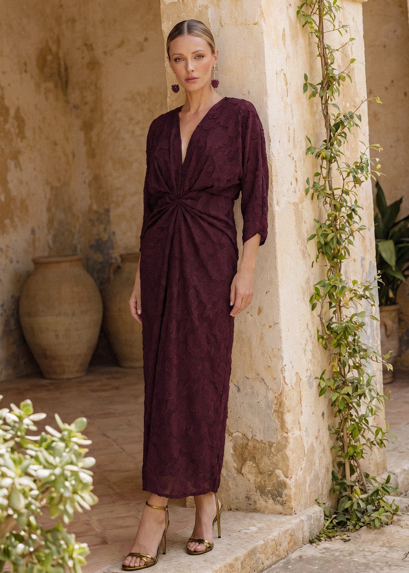 Zaida granate - Vestidos de invitada para bodas y eventos | Cho Atelier