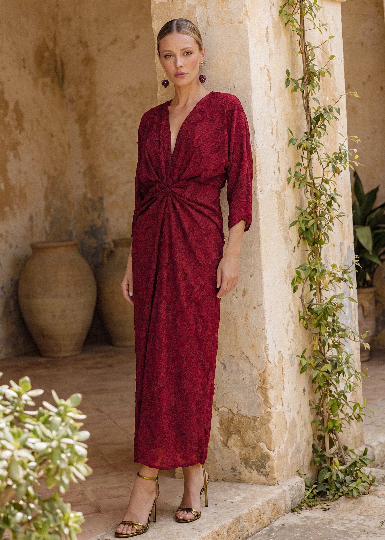 Zaida granate - Vestidos de invitada para bodas y eventos | Cho Atelier
