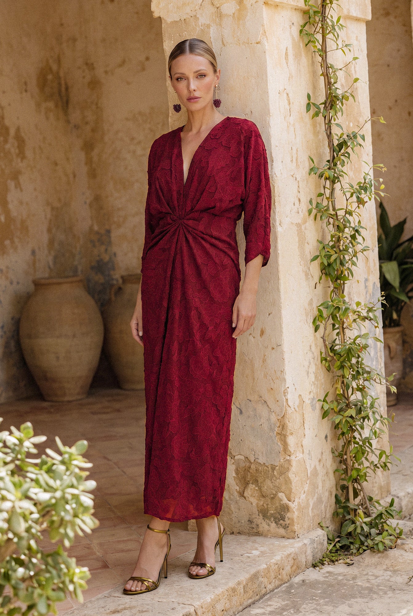 Zaida granate - Vestidos de invitada para bodas y eventos | Cho Atelier