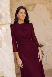 Carola burdeos - Vestidos de invitada para bodas y eventos | Cho Atelier
