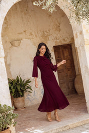 Carola burdeos - Vestidos de invitada para bodas y eventos | Cho Atelier