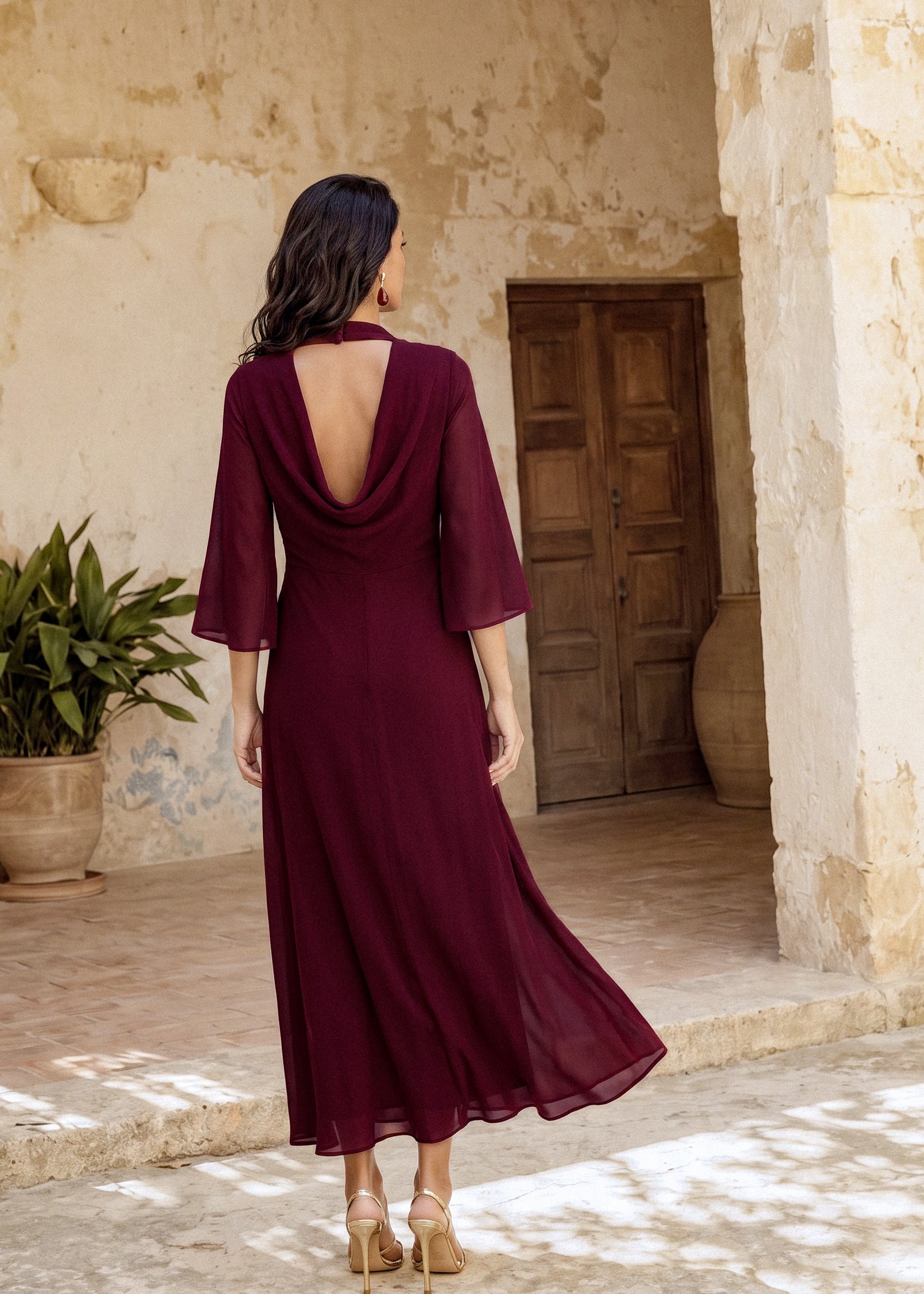 Carola burdeos - Vestidos de invitada para bodas y eventos | Cho Atelier
