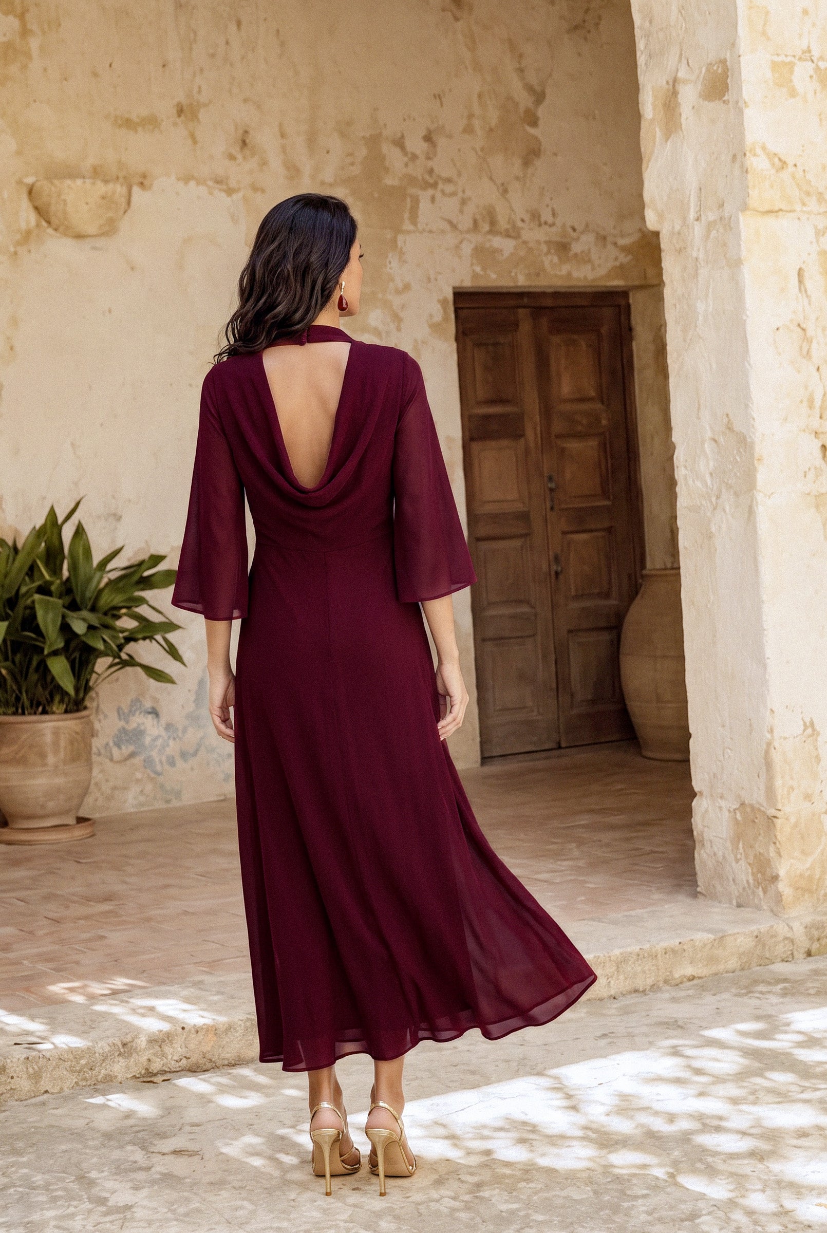 Carola burdeos - Vestidos de invitada para bodas y eventos | Cho Atelier