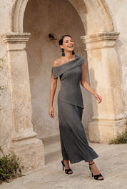 Yasmin gris - Vestidos de invitada para bodas y eventos | Cho Atelier
