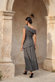 Yasmin gris - Vestidos de invitada para bodas y eventos | Cho Atelier