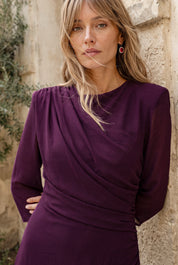Carola berenjena - Vestidos de invitada para bodas y eventos | Cho Atelier