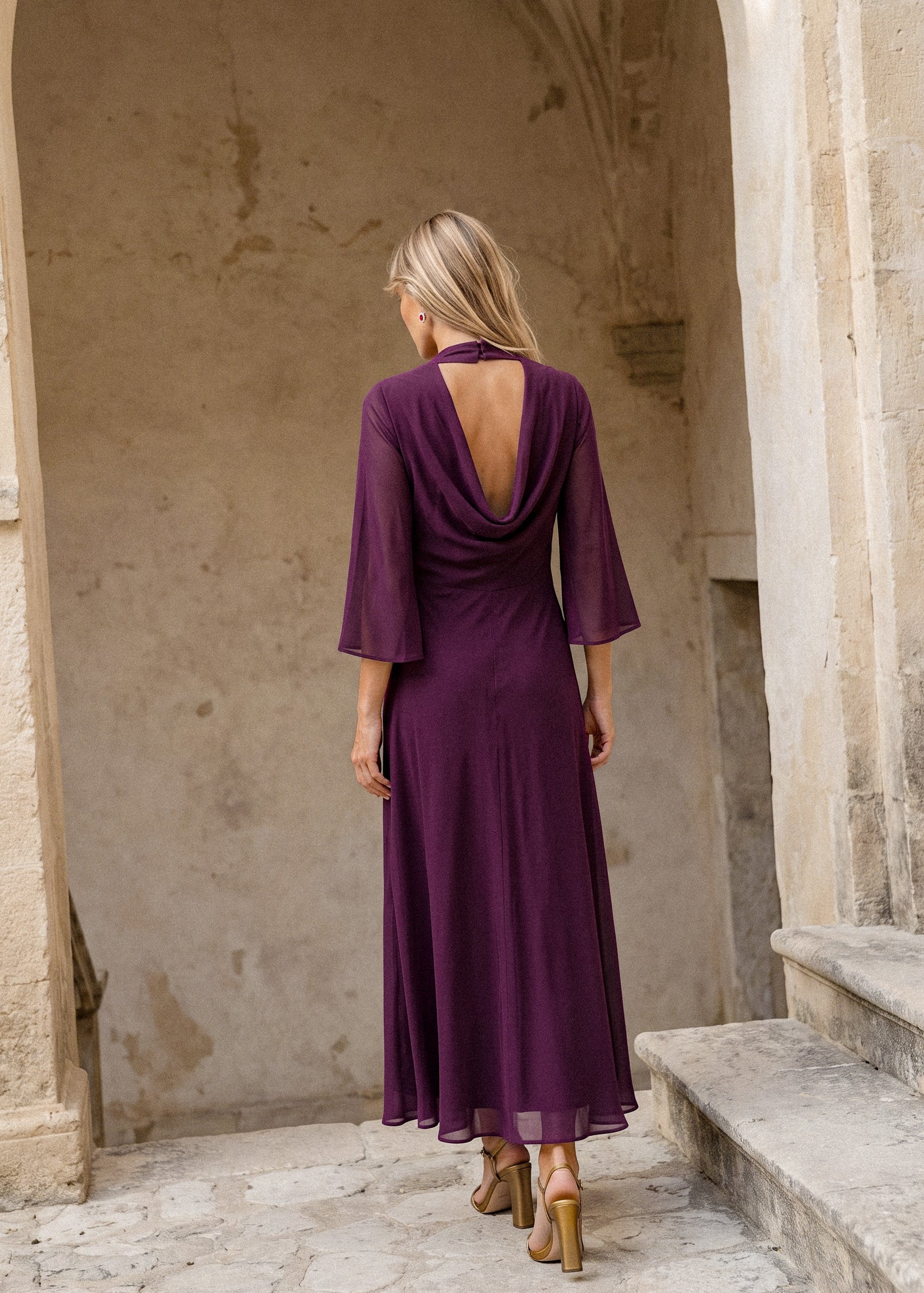 Carola berenjena - Vestidos de invitada para bodas y eventos | Cho Atelier