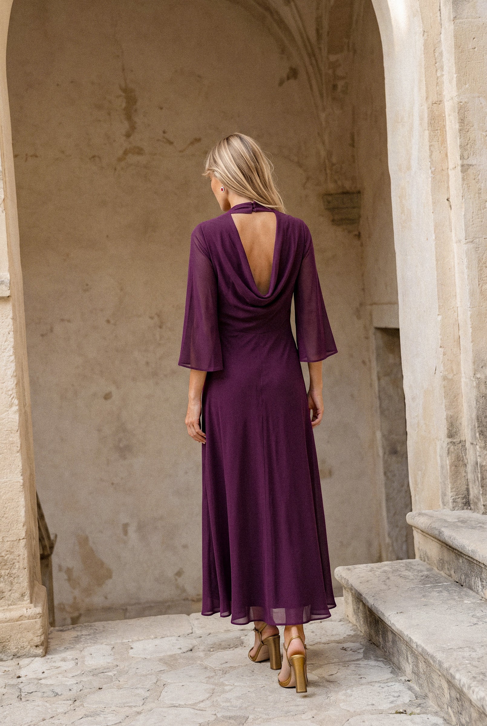 Carola berenjena - Vestidos de invitada para bodas y eventos | Cho Atelier