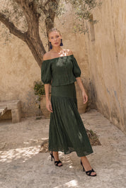 Olaya top verde oscuro - Vestidos de invitada para bodas y eventos | Cho Atelier
