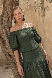 Olaya top verde oscuro - Vestidos de invitada para bodas y eventos | Cho Atelier