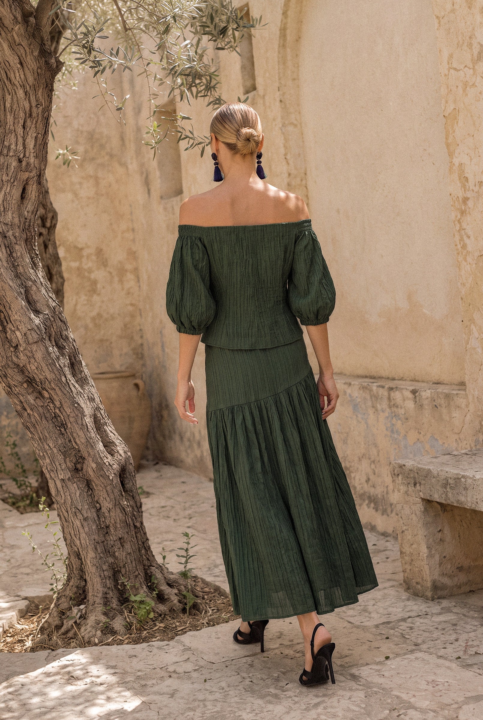 Olaya top verde oscuro - Vestidos de invitada para bodas y eventos | Cho Atelier