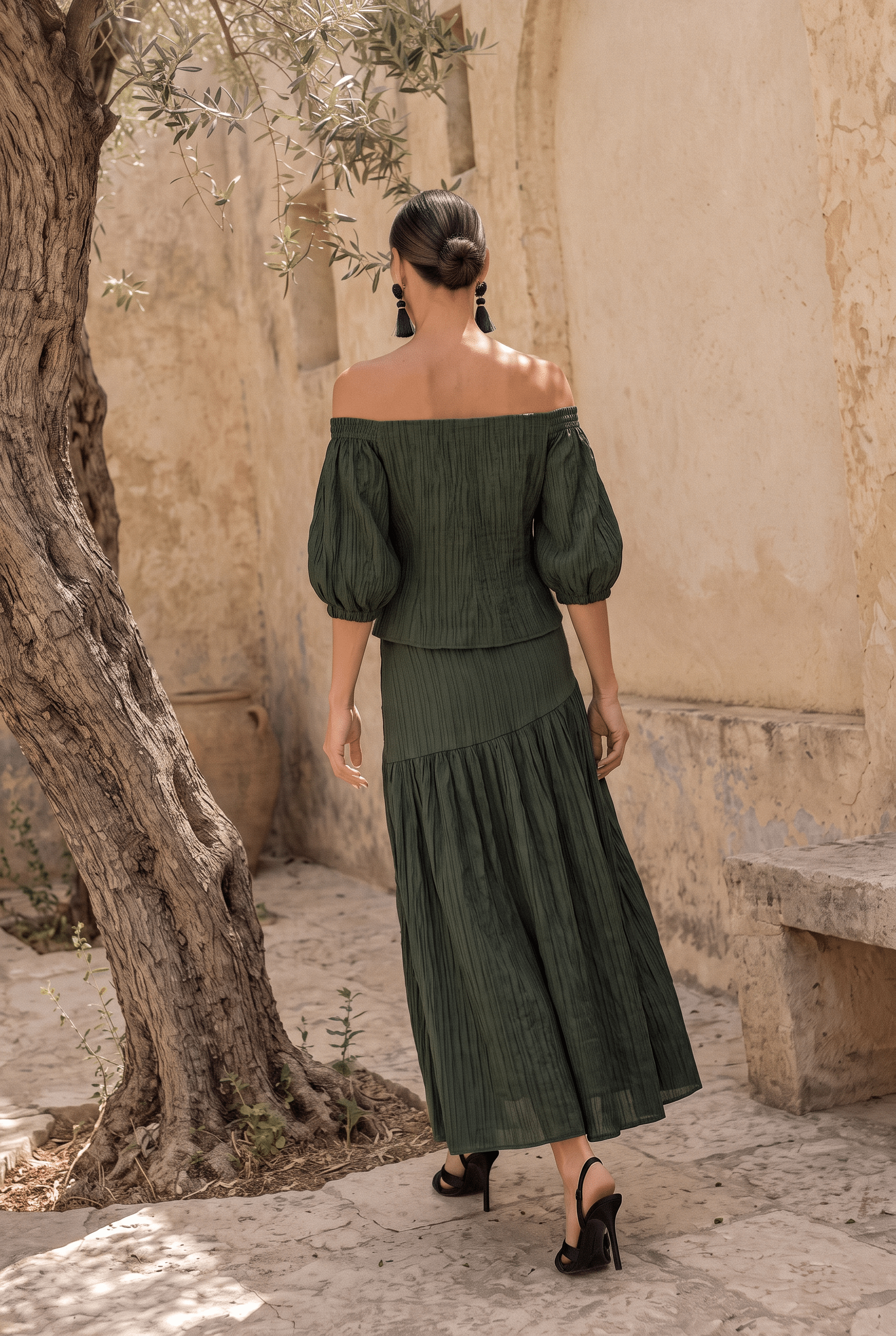 Olaya falda verde oscuro - Vestidos de invitada para bodas y eventos | Cho Atelier
